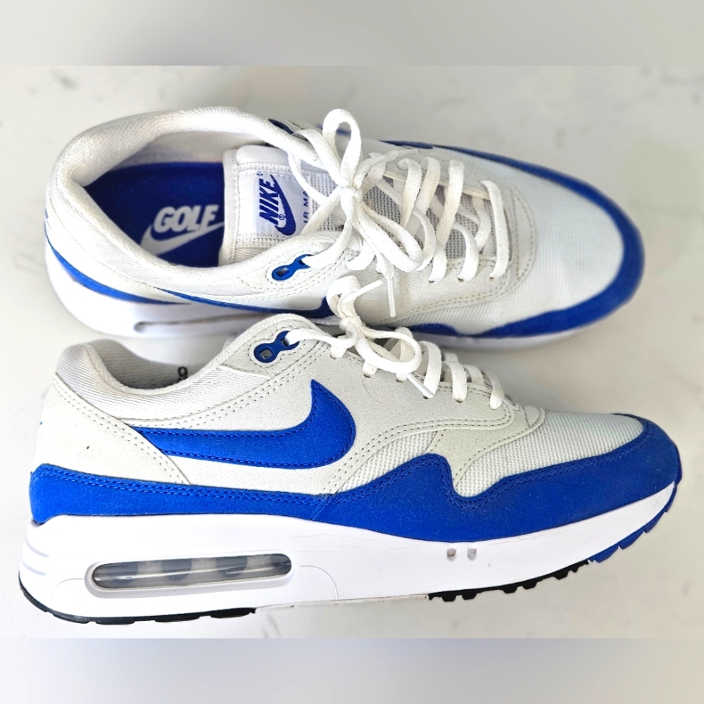 Nike Air Max 1 86 OG G Golf Shoes White and Blue Air Max Sneakers